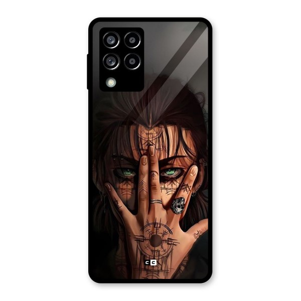 Eren Yeager Illustration Glass Back Case for Galaxy M53 5G