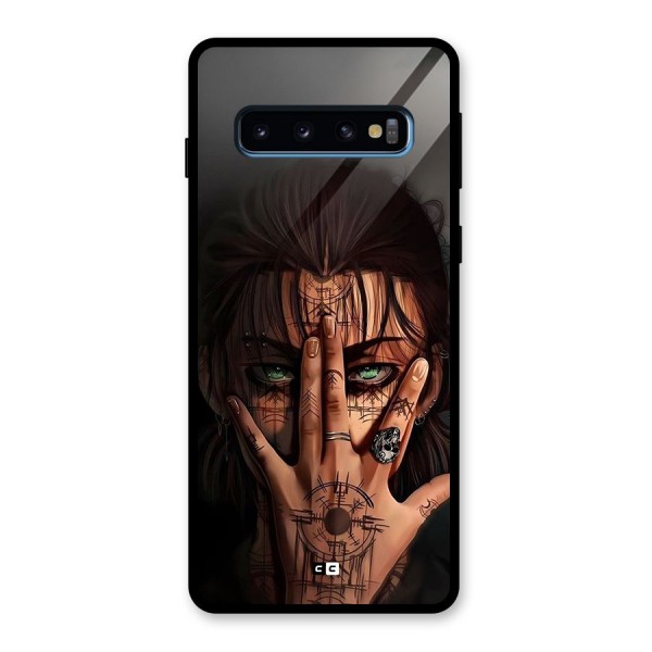 Eren Yeager Illustration Glass Back Case for Galaxy S10