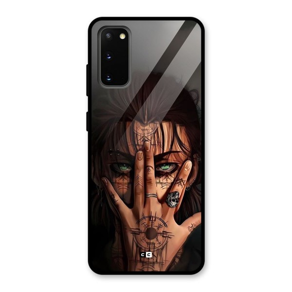 Eren Yeager Illustration Glass Back Case for Galaxy S20