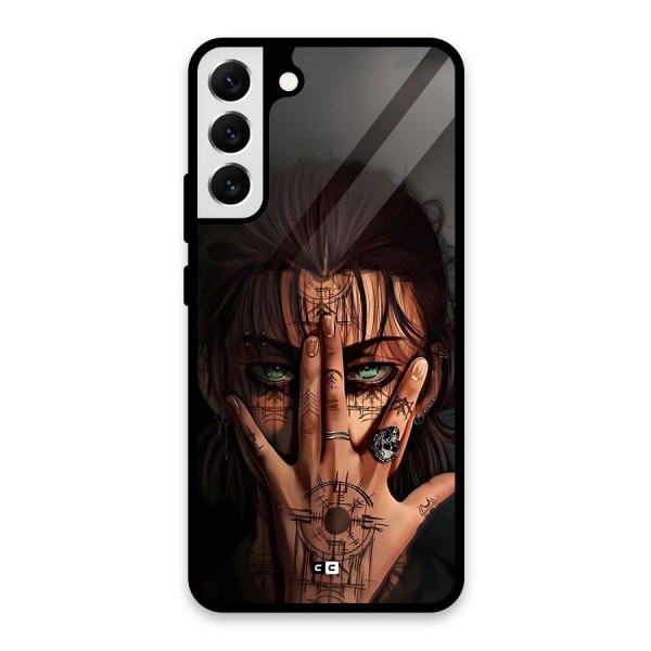 Eren Yeager Illustration Glass Back Case for Galaxy S22 Plus 5G
