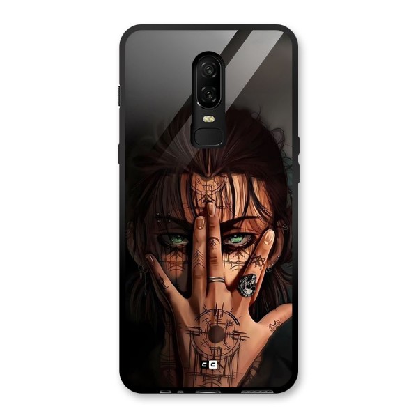 Eren Yeager Illustration Glass Back Case for OnePlus 6