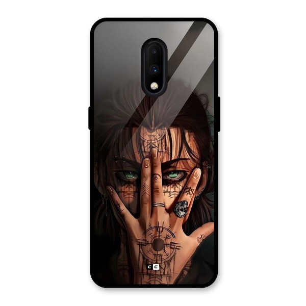 Eren Yeager Illustration Glass Back Case for OnePlus 7