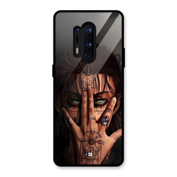 Eren Yeager Illustration Glass Back Case for OnePlus 8 Pro