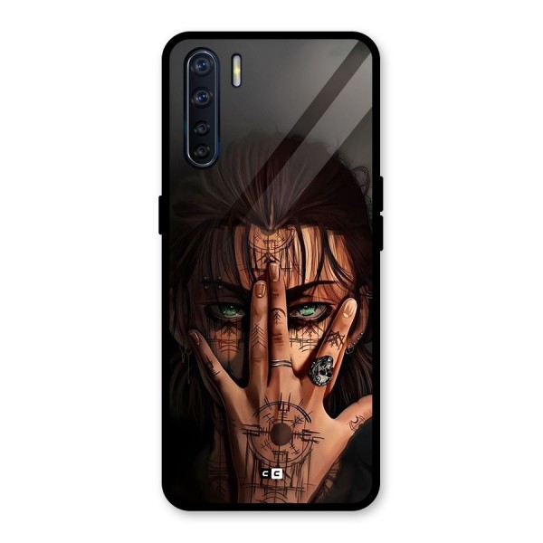 Eren Yeager Illustration Glass Back Case for Oppo F15