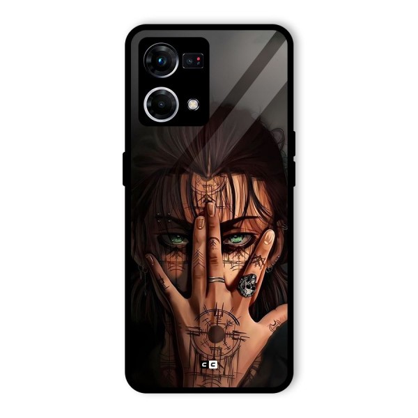 Eren Yeager Illustration Glass Back Case for Oppo F21s Pro 4G