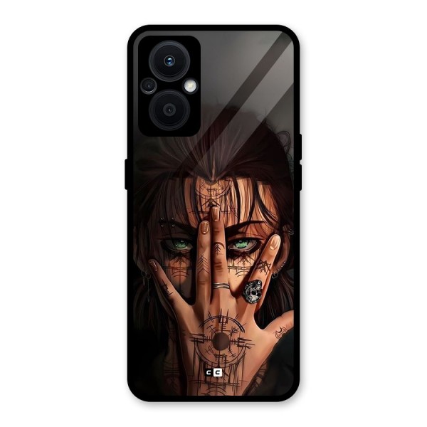 Eren Yeager Illustration Glass Back Case for Oppo F21s Pro 5G