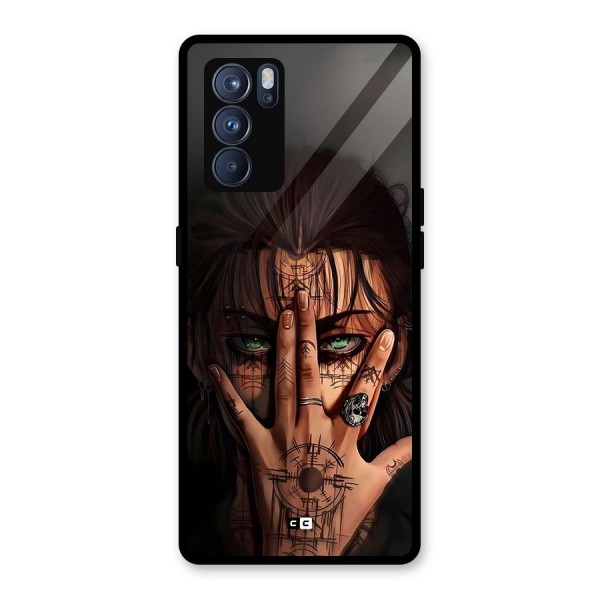 Eren Yeager Illustration Glass Back Case for Oppo Reno6 Pro 5G