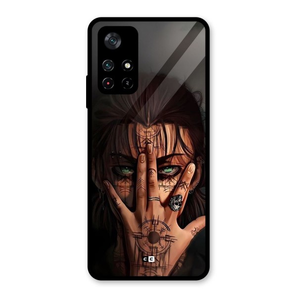 Eren Yeager Illustration Glass Back Case for Poco M4 Pro 5G