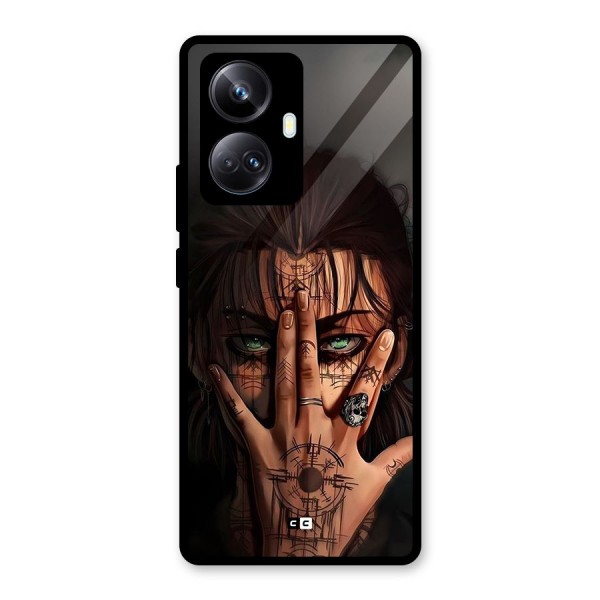 Eren Yeager Illustration Glass Back Case for Realme 10 Pro Plus