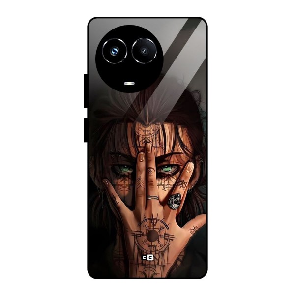 Eren Yeager Illustration Glass Back Case for Realme 11X