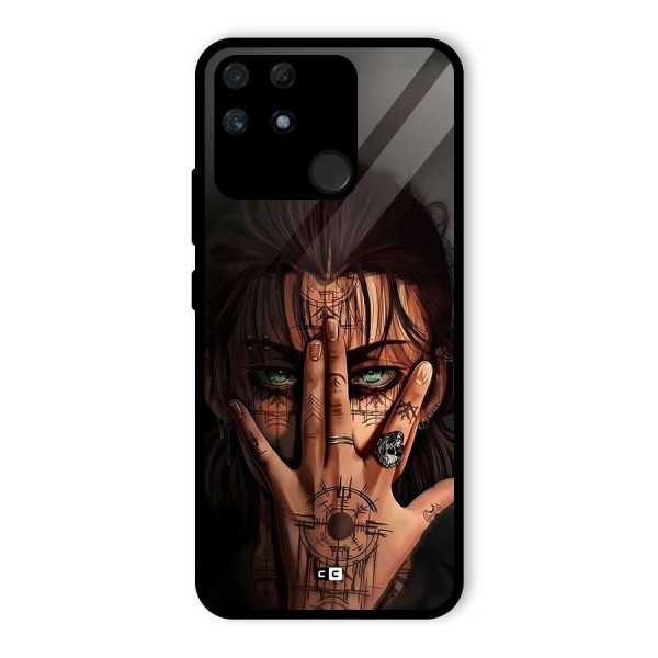 Eren Yeager Illustration Glass Back Case for Realme Narzo 50A