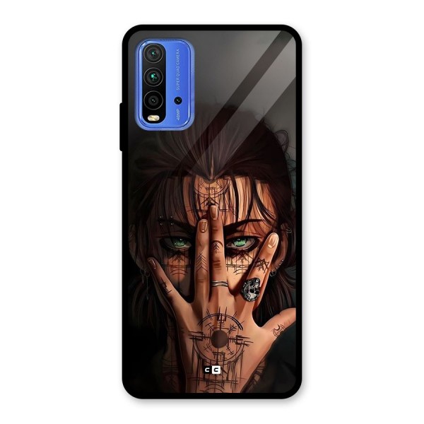 Eren Yeager Illustration Glass Back Case for Redmi 9 Power