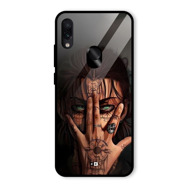 Eren Yeager Illustration Glass Back Case for Redmi Note 7S