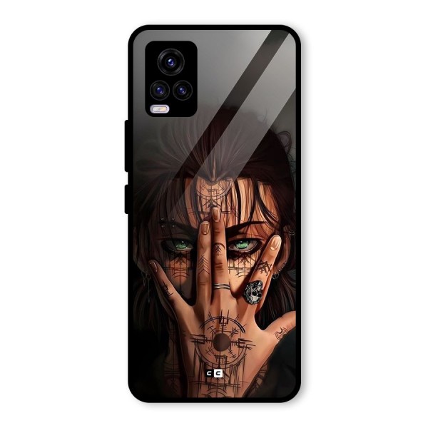 Eren Yeager Illustration Glass Back Case for Vivo V20