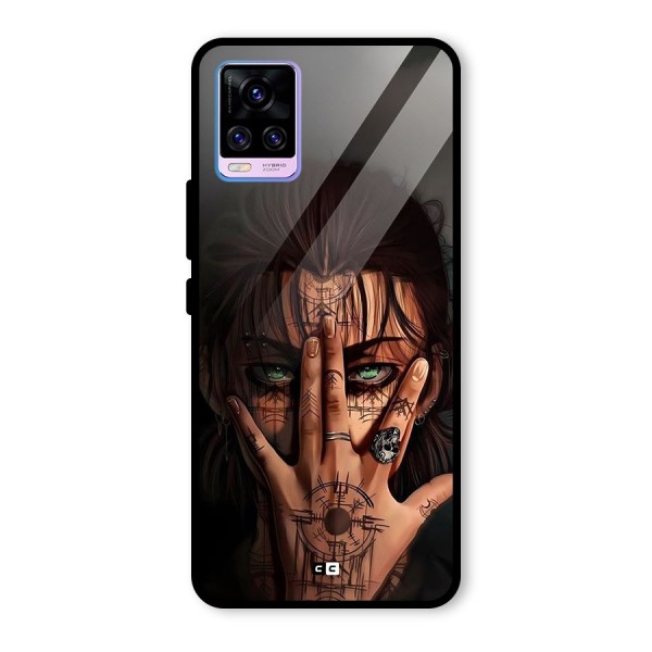 Eren Yeager Illustration Glass Back Case for Vivo V20 Pro