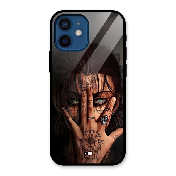 Eren Yeager Illustration Glass Back Case for iPhone 12 Mini
