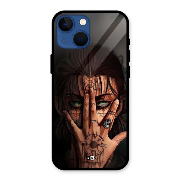 Eren Yeager Illustration Glass Back Case for iPhone 13 Mini