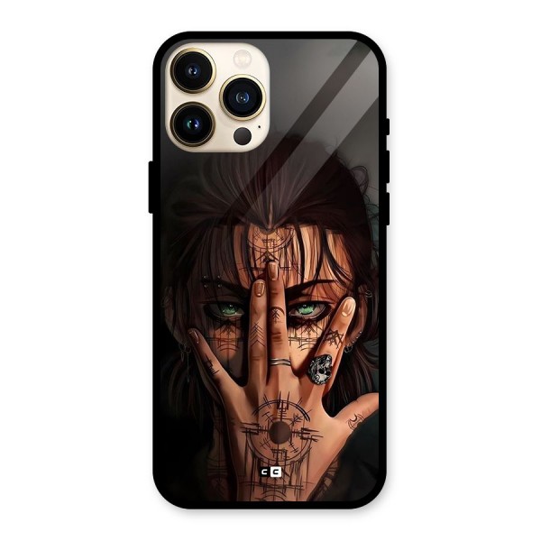 Eren Yeager Illustration Glass Back Case for iPhone 13 Pro Max