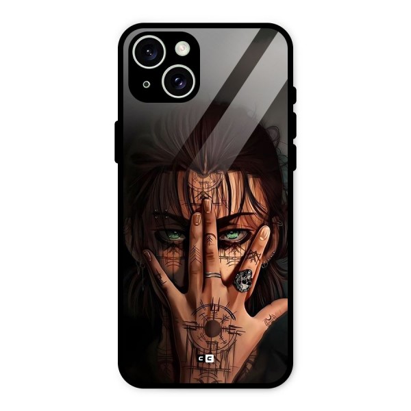 Eren Yeager Illustration Glass Back Case for iPhone 15 Plus