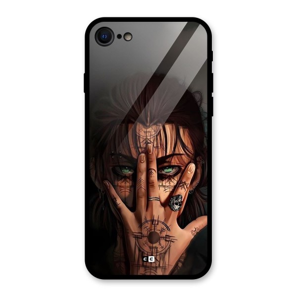 Eren Yeager Illustration Glass Back Case for iPhone SE 2020