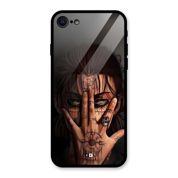 Eren Yeager Illustration Glass Back Case for iPhone SE 2020