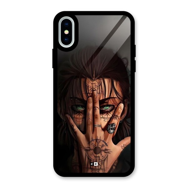 Eren Yeager Illustration Glass Back Case for iPhone X