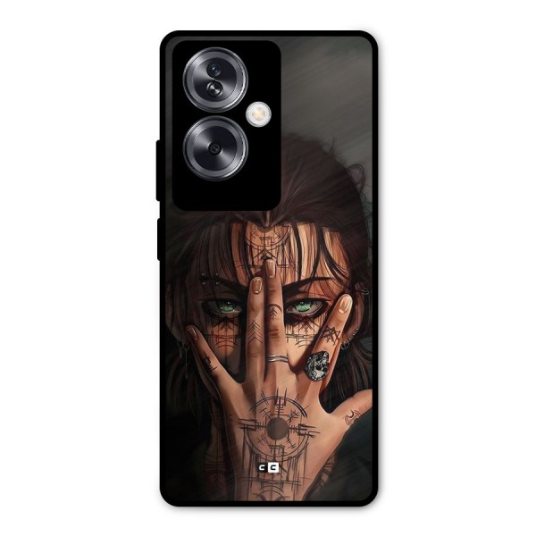 Eren Yeager Illustration Metal Back Case for Oppo A79 5G