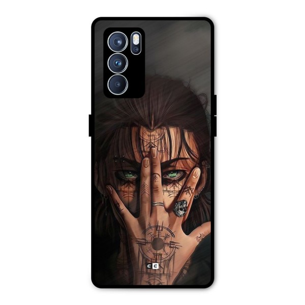 Eren Yeager Illustration Metal Back Case for Oppo Reno6 Pro 5G