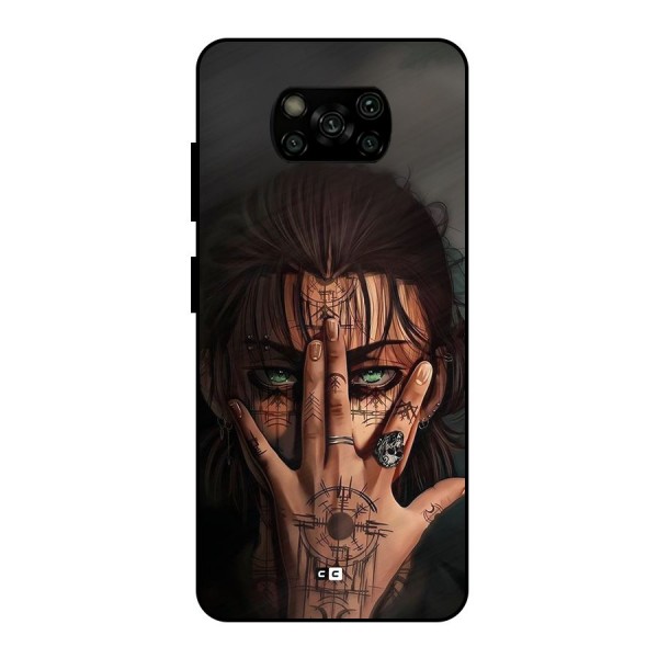 Eren Yeager Illustration Metal Back Case for Poco X3