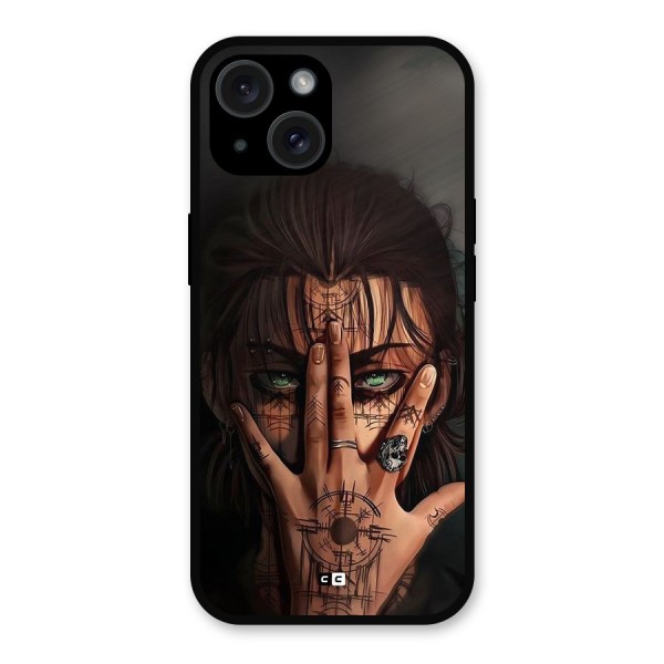 Eren Yeager Illustration Metal Back Case for iPhone 15