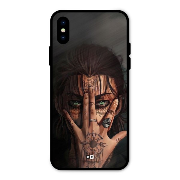 Eren Yeager Illustration Metal Back Case for iPhone X