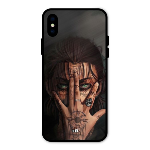 Eren Yeager Illustration Metal Back Case for iPhone XS