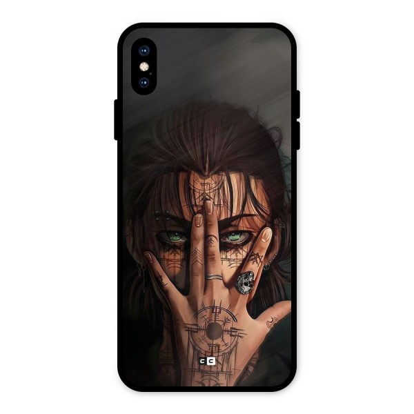 Eren Yeager Illustration Metal Back Case for iPhone XS Max