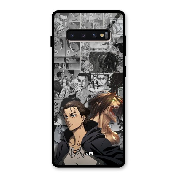 Eren Yeager Manga Glass Back Case for Galaxy S10 Plus