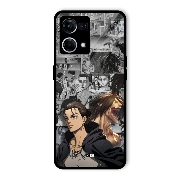Eren Yeager Manga Glass Back Case for Oppo F21 Pro 4G