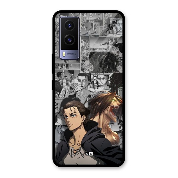 Eren Yeager Manga Glass Back Case for Vivo V21e 5G