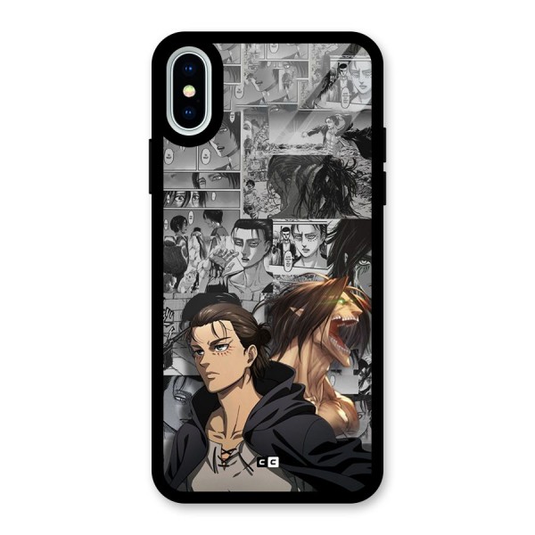 Eren Yeager Manga Glass Back Case for iPhone X