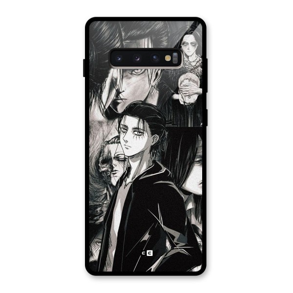 Eren Yeager Titan Glass Back Case for Galaxy S10 Plus