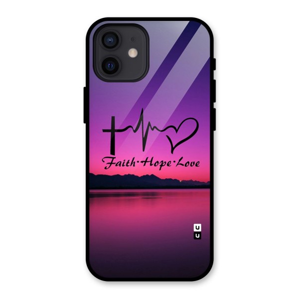 Faith Hope Love Evening Sky Glass Back Case for iPhone 12