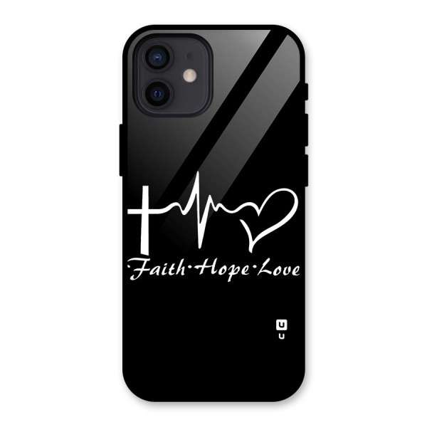 Faith Hope Love Heart Sign Glass Back Case for iPhone 12