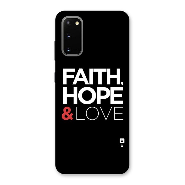 Faith Hope and Love Typography Back Case for Galaxy S20