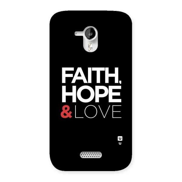 Faith Hope and Love Typography Back Case for Micromax Canvas HD A116