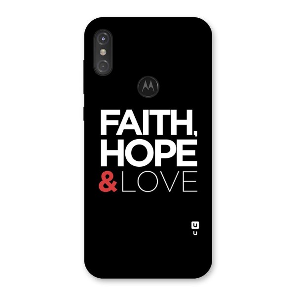 Faith Hope and Love Typography Back Case for Motorola One Power
