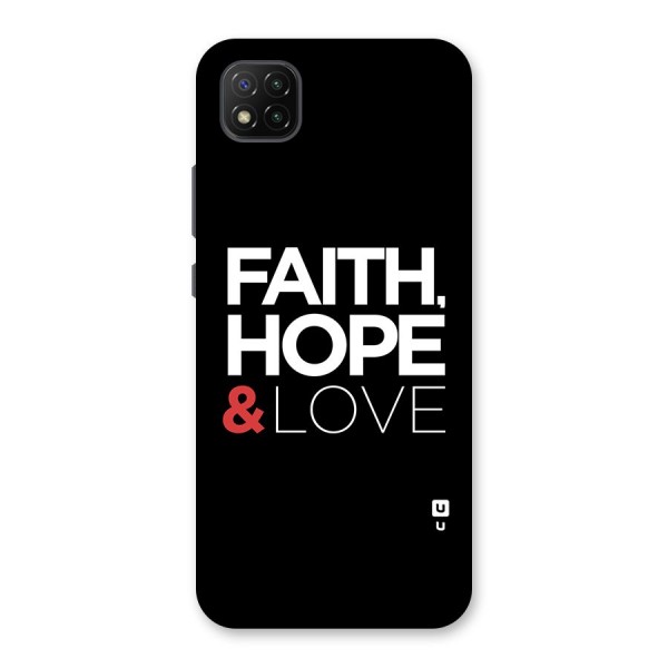 Faith Hope and Love Typography Back Case for Poco C3