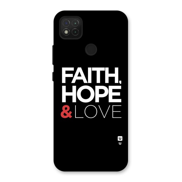 Faith Hope and Love Typography Back Case for Redmi 9C