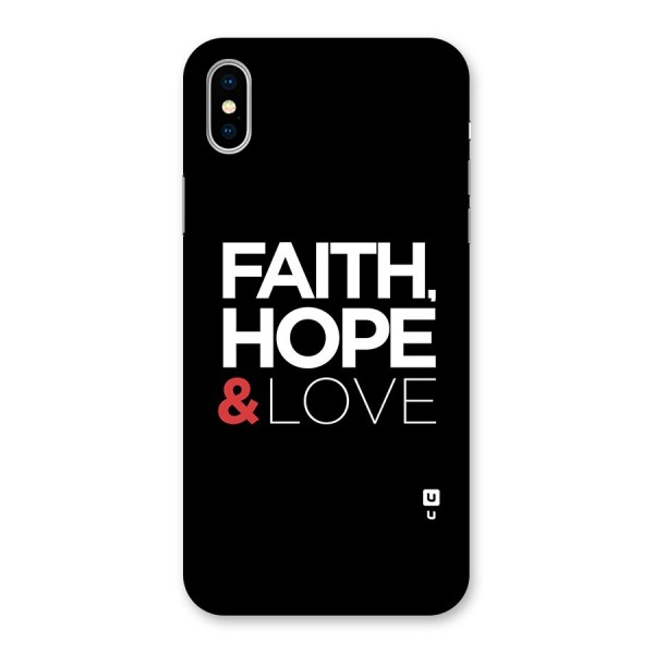Faith Hope and Love Typography Back Case for iPhone X