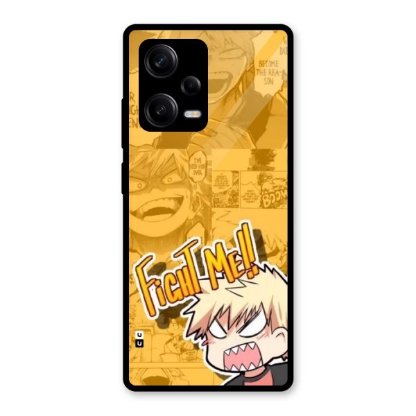 Fight Me Challenge Glass Back Case for Redmi Note 12 Pro