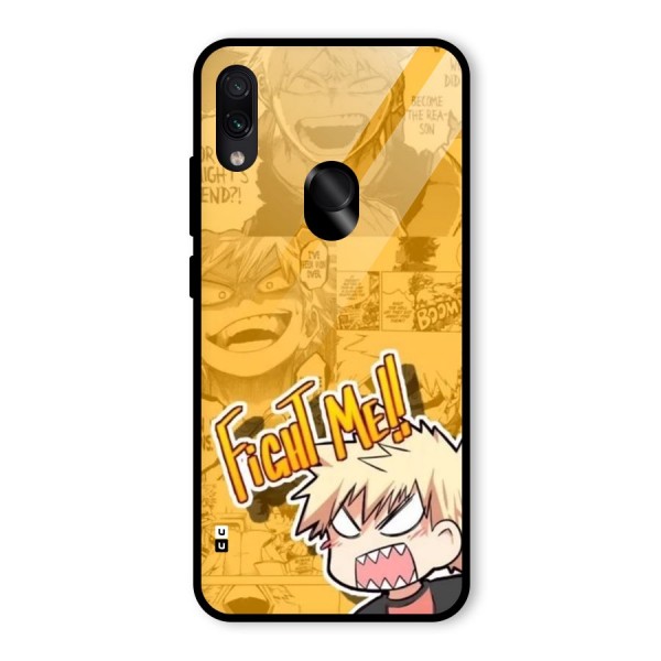 Fight Me Challenge Glass Back Case for Redmi Note 7