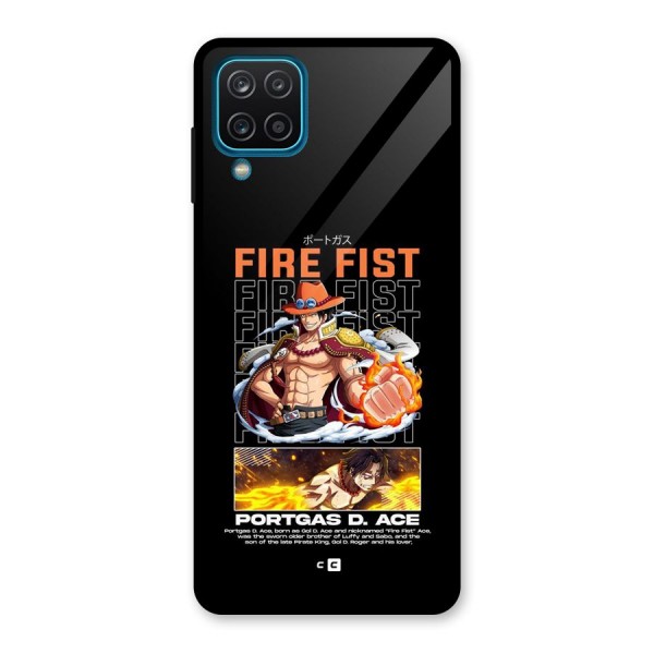 Fire Fist Ace Glass Back Case for Galaxy A12