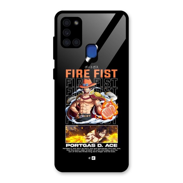Fire Fist Ace Glass Back Case for Galaxy A21s